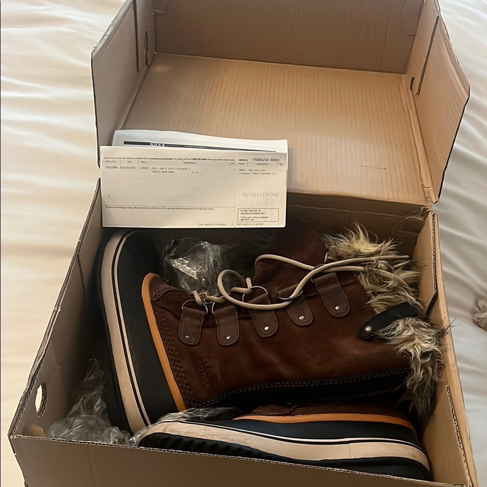 Sorel Brown and Black Rain & Snow Boots with Sturdy Design